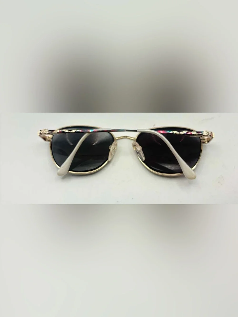 Vintage Juliet Gold Multi-Color Black Oval Metal Sunglasses Frames Only